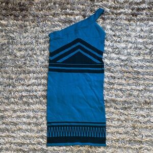 Elegant One-Shoulder Blue Dress